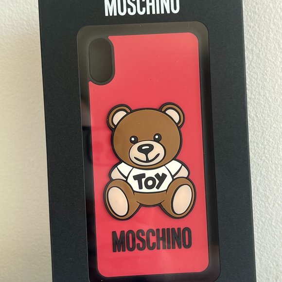 SS21 Moschino Couture Jeremy Scott Red iPhone XS Max Case with Teddy Bear Toy - Picture 1 of 8